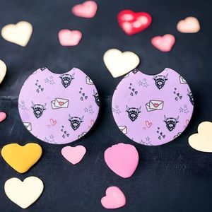 Valentine’s Day Cow Car Coaster 2 Pack | Cow Decor